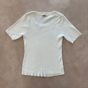DownEast Ribbed tee with scalloped edges • size xl
